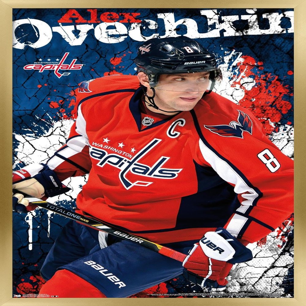Trends International NHL Washington Capitals - Alex Ovechkin 13 Wall Poster, 14.725" x 22.375", Gold Framed Version