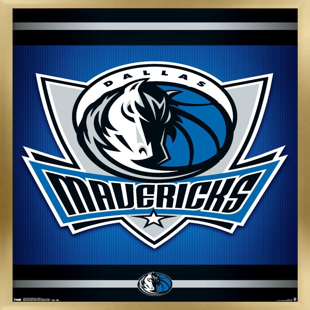Trends International NBA Dallas Mavericks - Logo 14 Wall Poster, 22.375" x 34", Gold Framed Version