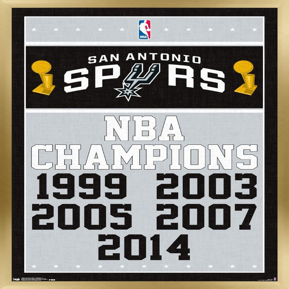NBA San Antonio Spurs - Champions 17 Wall Poster, 22.4L" x 14.7W", Gold Framed Version