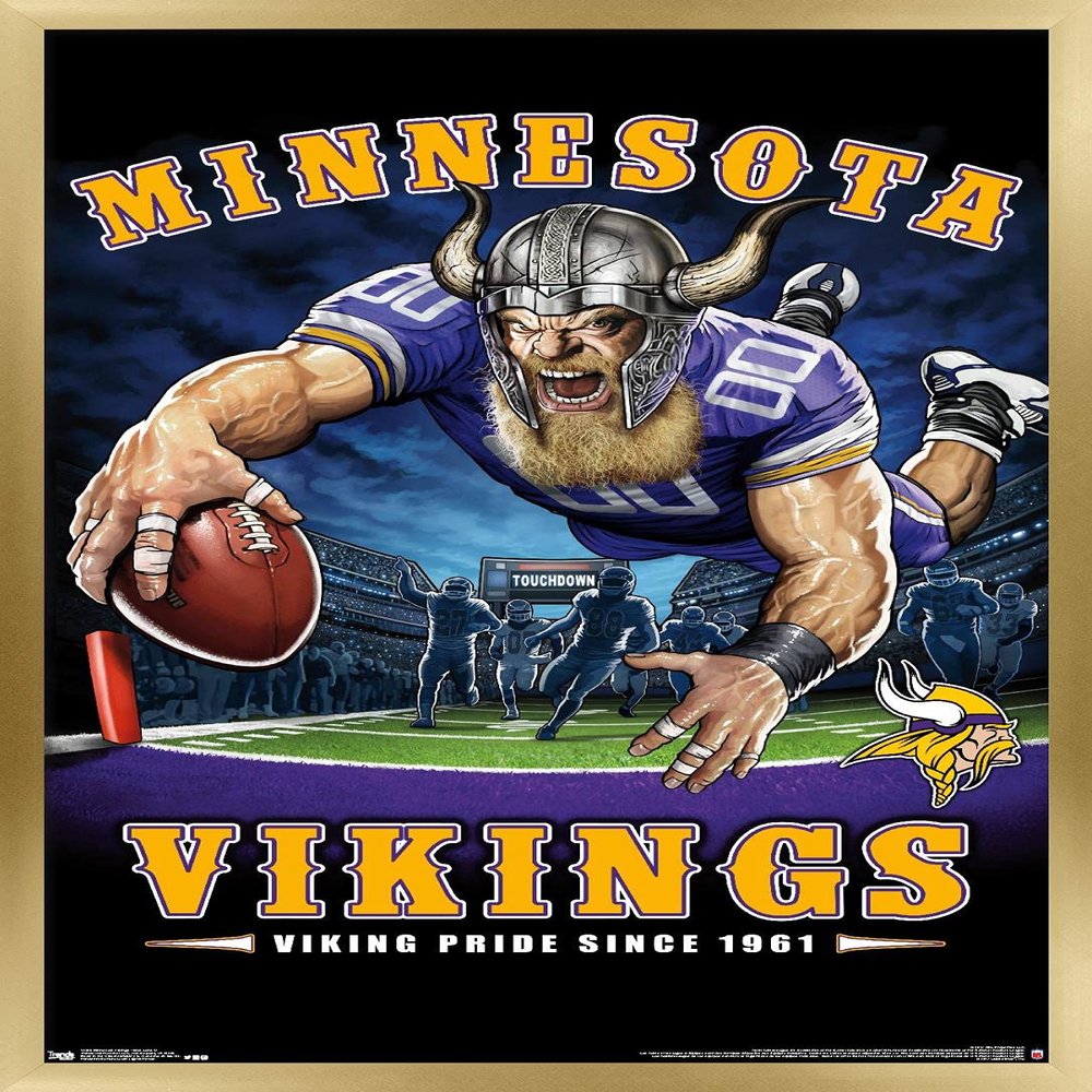 Trends International NFL Minnesota VIkings - End Zone 17 Wall Poster, 14.725" x 22.375", Gold Framed Version