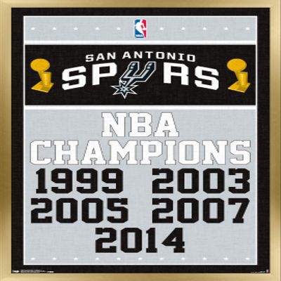 Trends International NBA San Antonio Spurs - Champions 17 Wall Poster, 34L x 22.4W, Gold Framed Version