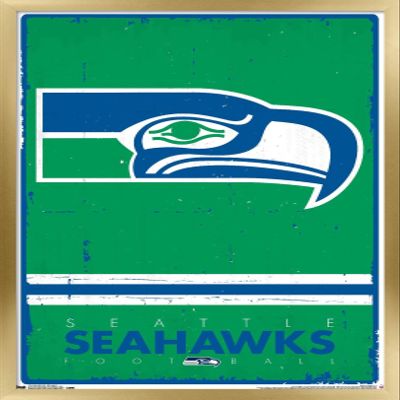 NFL Seattle Seahawks - Retro Logo 15 Wall Poster, 22.4L" x 14.7W", Gold Framed Version