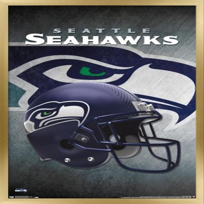 Trends International NFL Seattle Seahawks - Helmet 16 Wall Poster, 22.375" x 34", Gold Framed Version