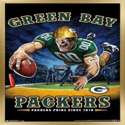 Trends International NFL Green Bay Packers - End Zone 17 Wall Poster, 22.375" x 34", Gold Framed Version