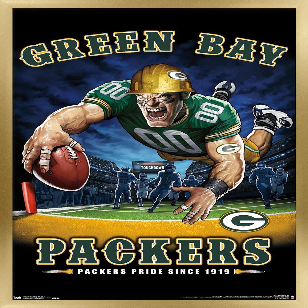 Trends International NFL Green Bay Packers - End Zone 17 Wall Poster, 22.375" x 34", Gold Framed Version