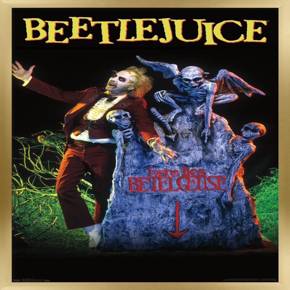 Trends International Beetlejuice - Grave Wall Poster, 34L x 22.4W, Gold Framed Version