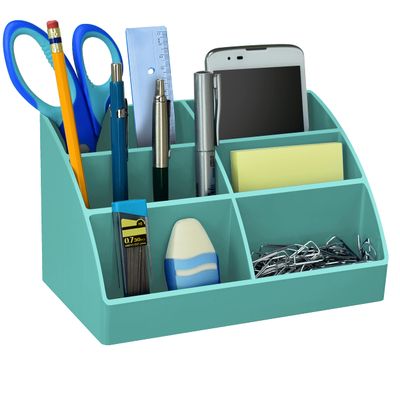 Acrimet Desktop Organizer - Easy Organizer Caddy Holder for Office, Home and School use (Plastic) (Solid Green Color)
