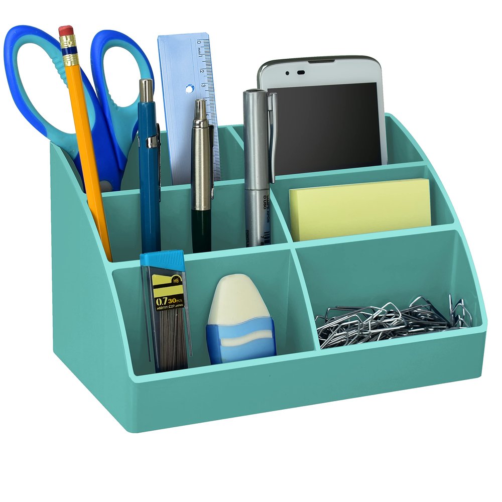 Acrimet Desktop Organizer - Easy Organizer Caddy Holder for Office, Home and School use (Plastic) (Solid Green Color)