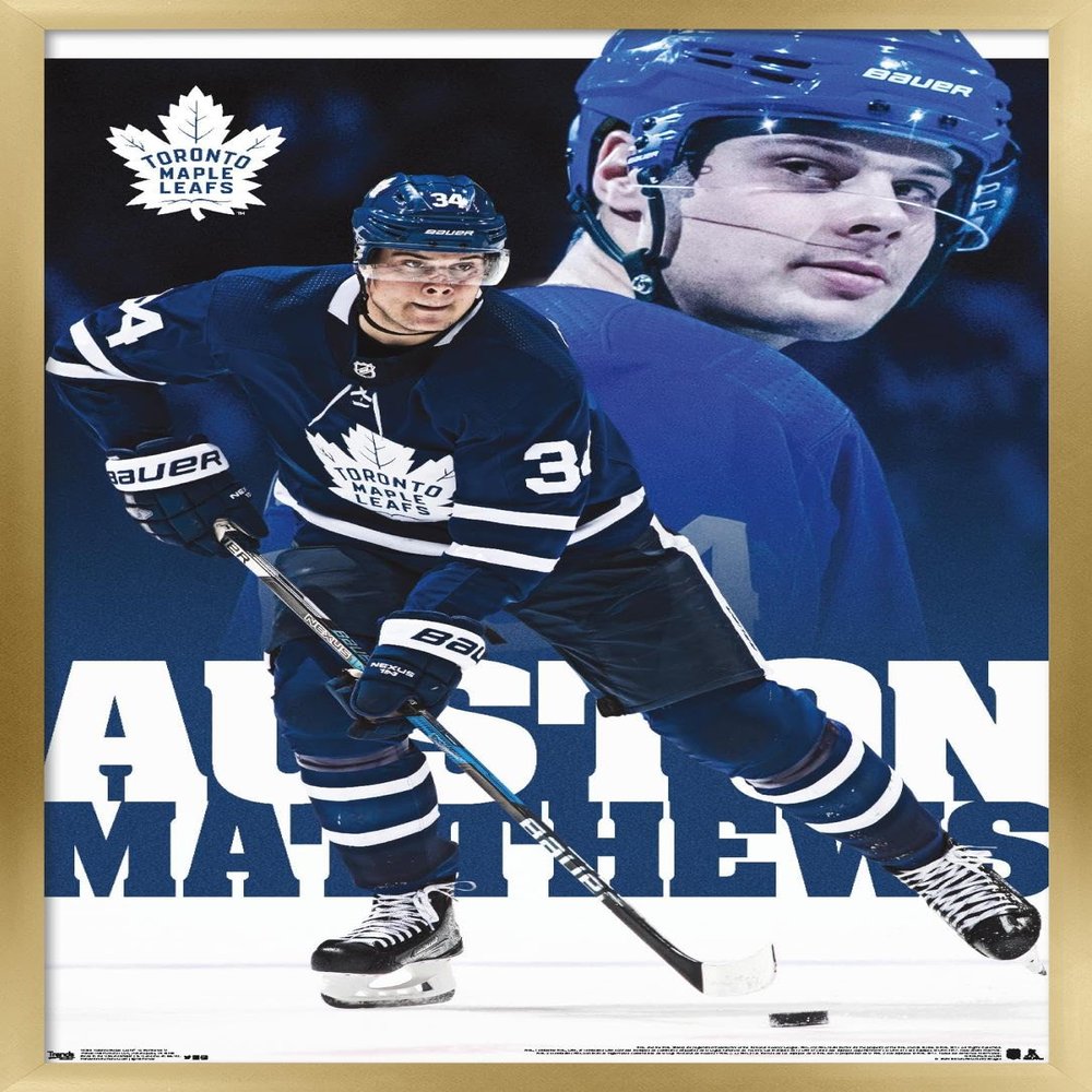 Trends International NHL Toronto Maple Leafs - Auston Matthews 17 Wall Poster, 34L x 22.4W, Gold Framed Version