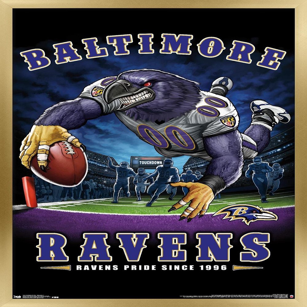 Trends International NFL Baltimore Ravens - End Zone 17 Wall Poster, 14.725" x 22.375", Gold Framed Version
