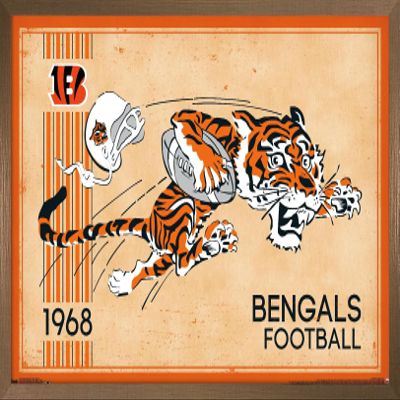 NFL Cincinnati Bengals - Retro Logo 14 Wall Poster, 22.4L" x 14.7W", Bronze Framed Version