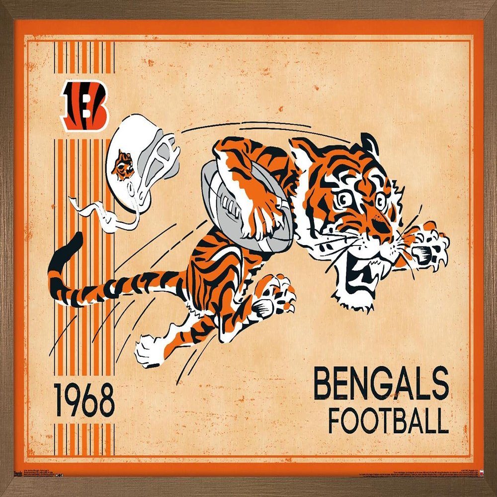 NFL Cincinnati Bengals - Retro Logo 14 Wall Poster, 22.4L" x 14.7W", Bronze Framed Version