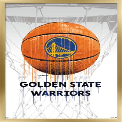 Trends International NBA Golden State Warriors - Drip Ball 20 Wall Poster, 14.725" x 22.375", Gold Framed Version