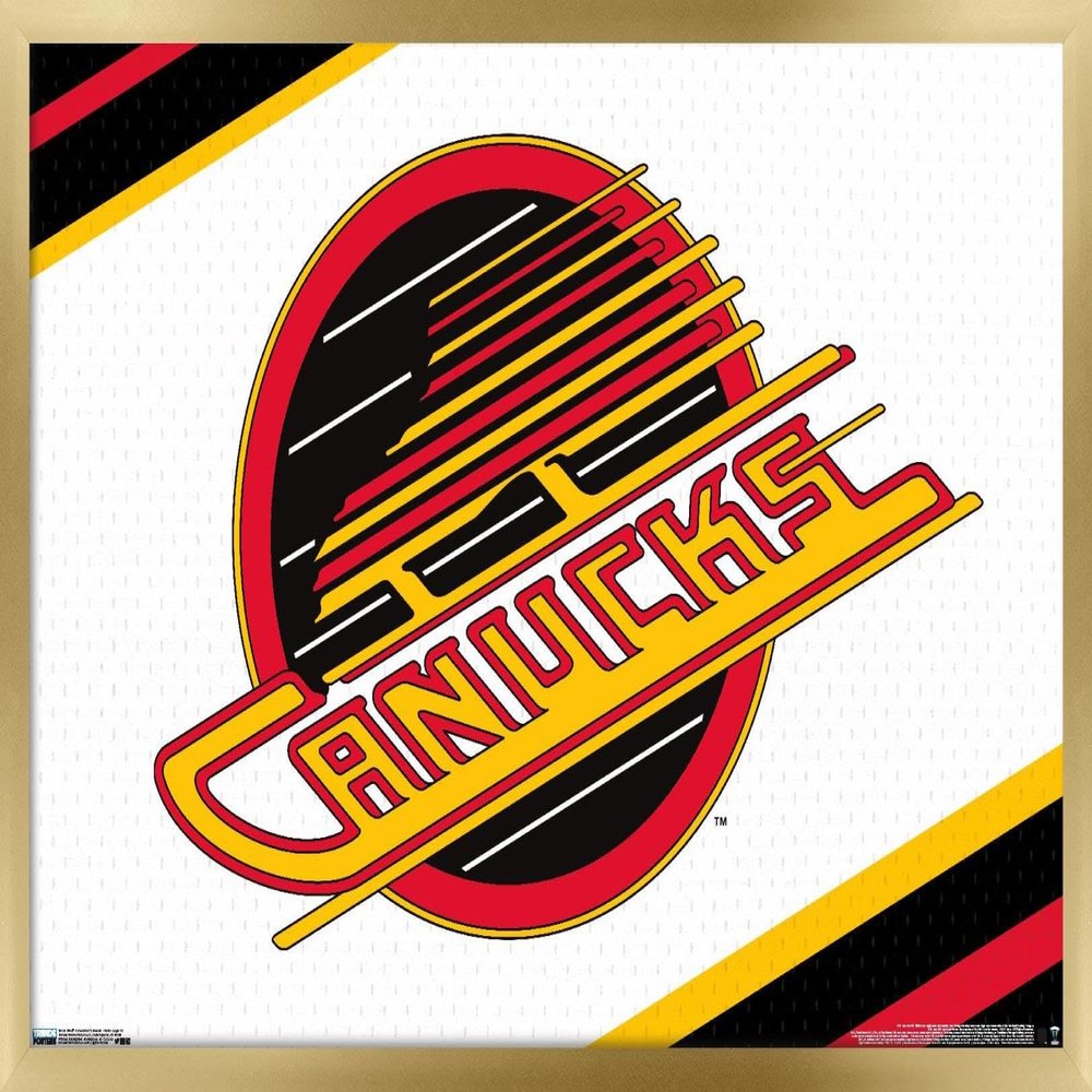 Trends International NHL Vancouver Canucks - Retro Logo 19 Wall Poster, 14.725" x 22.375", Gold Framed Version