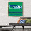 NFL Seattle Seahawks - Retro Logo 15 Wall Poster, 34L" x 22.4W", Gold Framed Version view 2