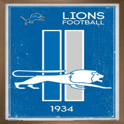 Trends International NFL Detroit Lions - Retro Logo 14 Wall Poster, 22.375" x 34", Bronze Framed Version