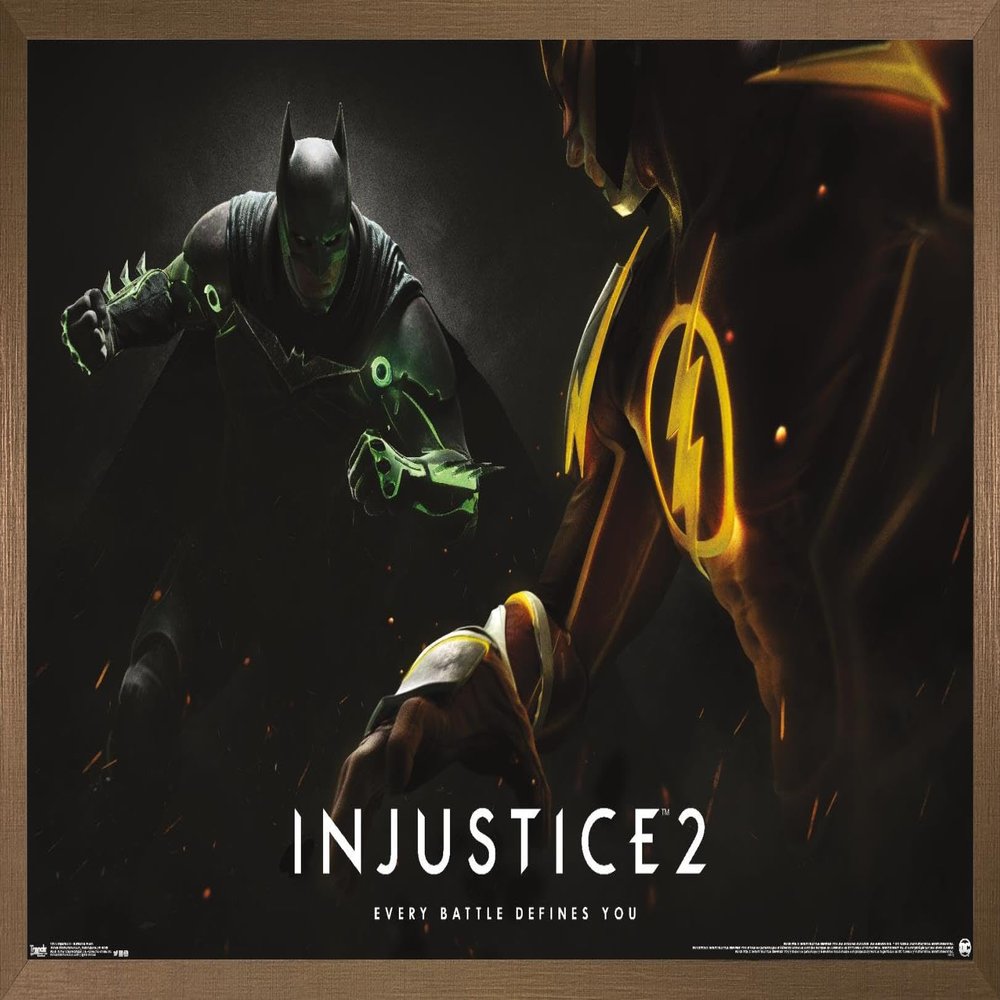 Trends International DC Comics - Injustice: Gods Among Us 2 - Batman & The Flash Wall Poster, 14.725" x 22.375", Bronze Framed Version