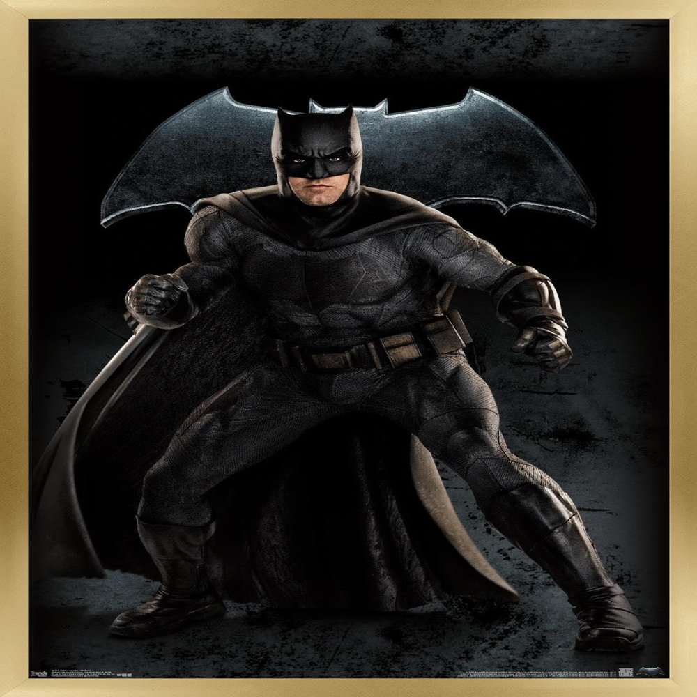 Trends International DC Comics Movie - Justice League - Batman Wall Poster, 14.725" x 22.375", Gold Framed Version