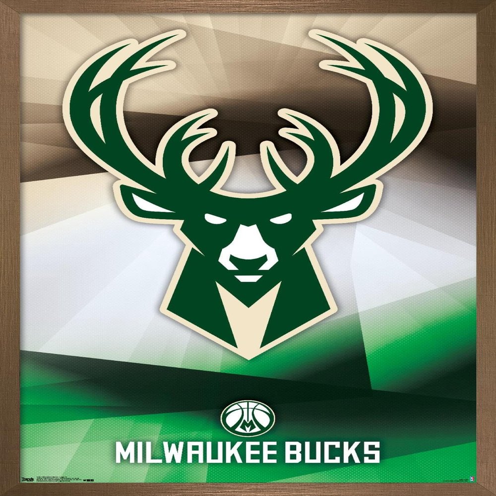 Trends International NBA Milwaukee Bucks - Logo 16 Wall Poster, 22.375" x 34", Bronze Framed Version