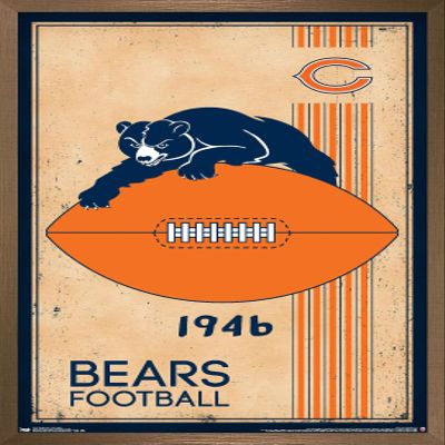 Trends International NFL Chicago Bears - Retro Logo 14 Wall Poster, 22.375" x 34", Bronze Framed Version