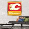 Trends International NHL Calgary Flames - Retro Logo 13 Wall Poster, 22.375" x 34", Gold Framed Version view 2