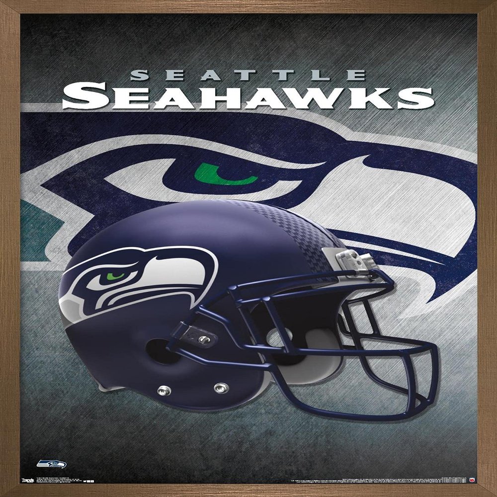 Trends International NFL Seattle Seahawks - Helmet 16 Wall Poster, 22.375" x 34", Bronze Framed Version