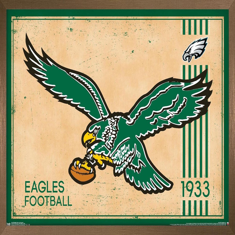 Trends International NFL Philadelphia Eagles - Retro Logo 14 Wall Poster, 22.375" x 34", Bronze Framed Version