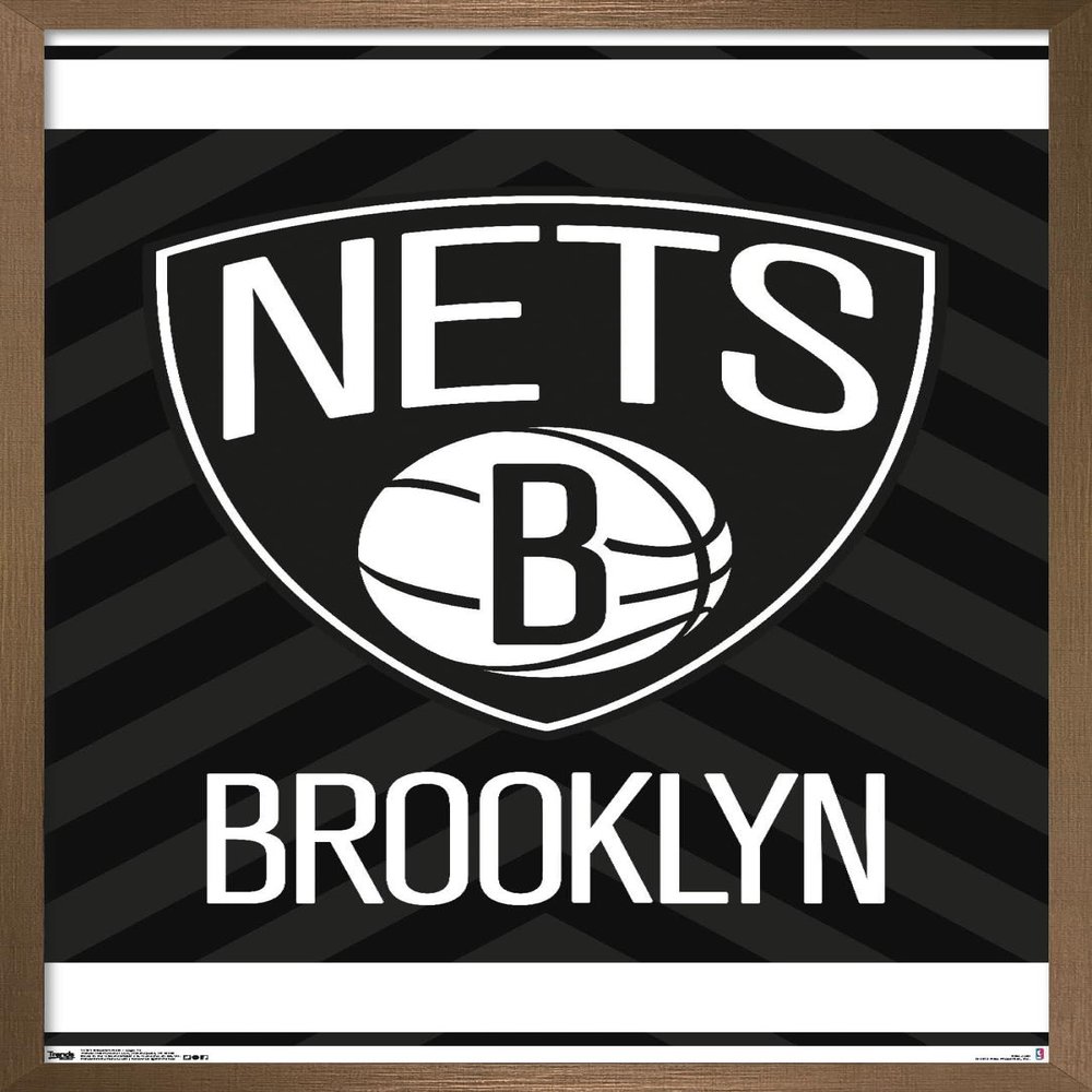 Trends International NBA Brooklyn Nets - Logo 15 Wall Poster, 14.725" x 22.375", Bronze Framed Version