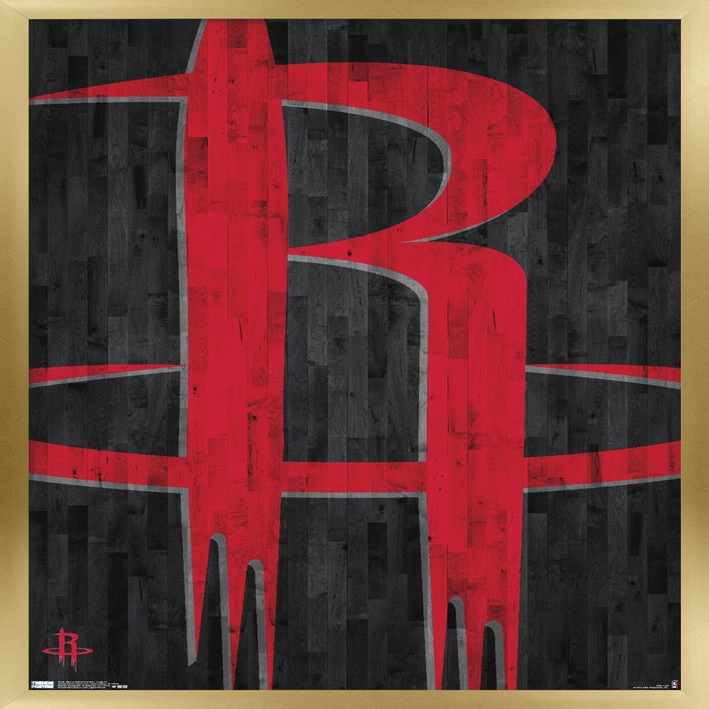 Trends International NBA Houston Rockets - Logo 19 Wall Poster, 14.725" x 22.375", Gold Framed Version