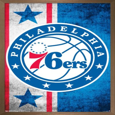 Trends International NBA Philadelphia 76ers - Logo 15 Wall Poster, 14.725" x 22.375", Bronze Framed Version