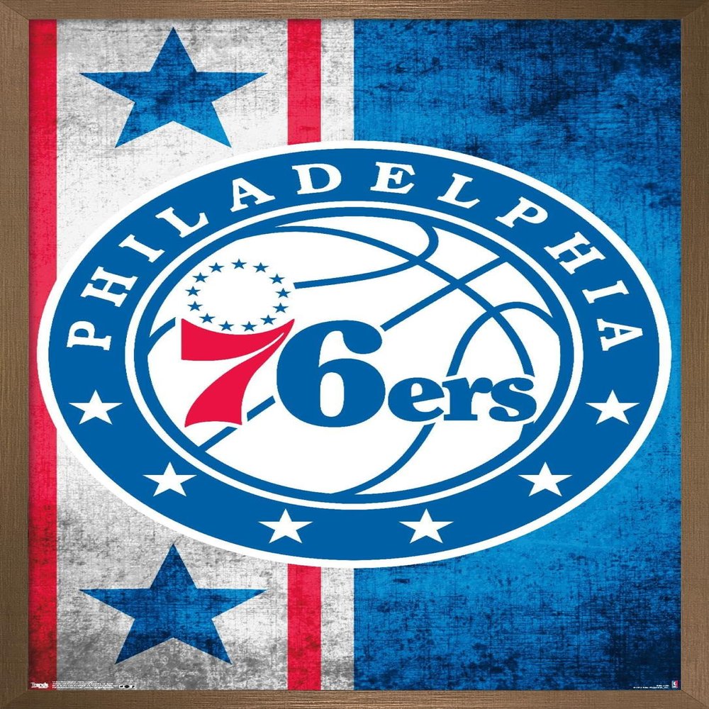 Trends International NBA Philadelphia 76ers - Logo 15 Wall Poster, 14.725" x 22.375", Bronze Framed Version