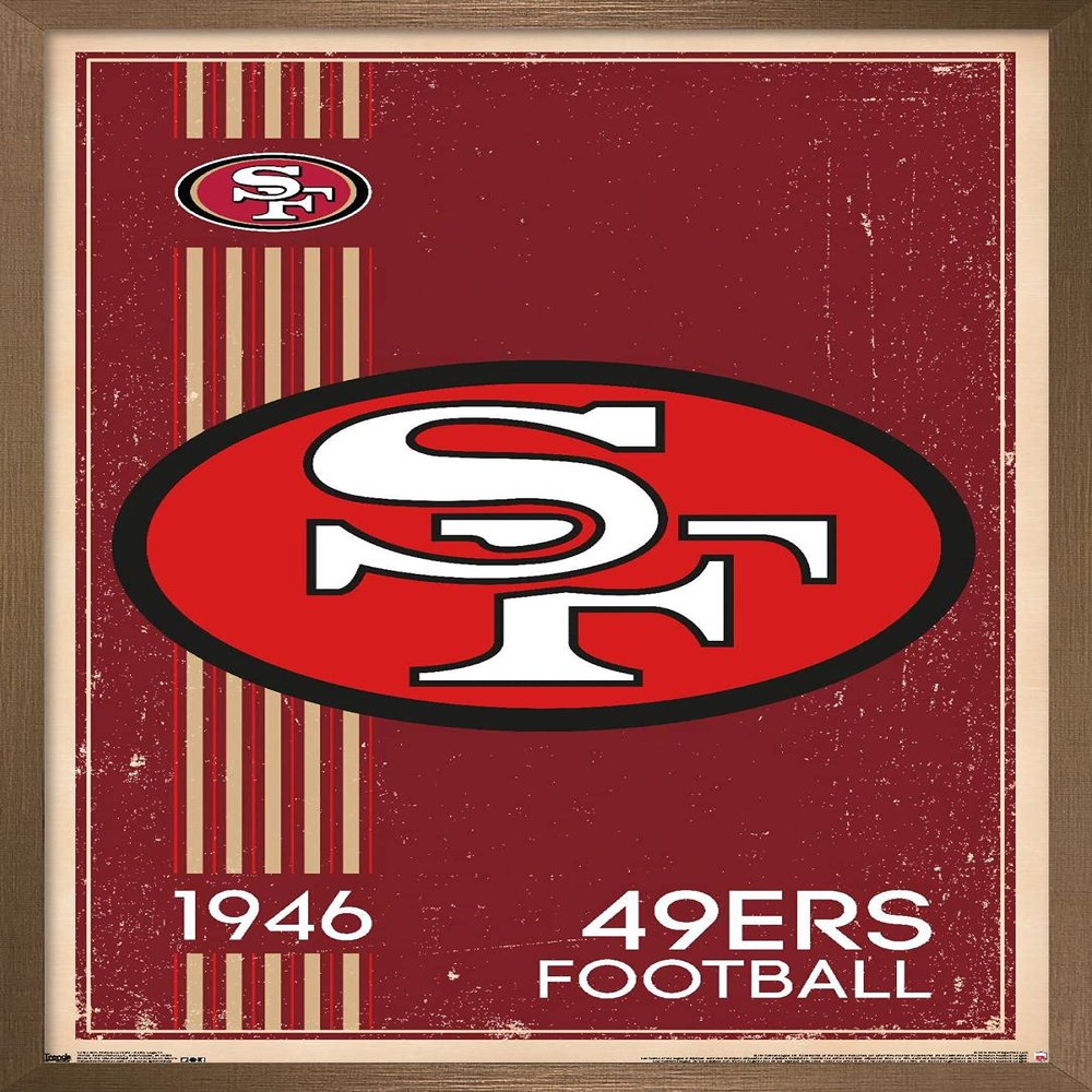 Trends International NFL San Francisco 49ers - Retro Logo 14 Wall Poster, 14.725" x 22.375", Bronze Framed Version