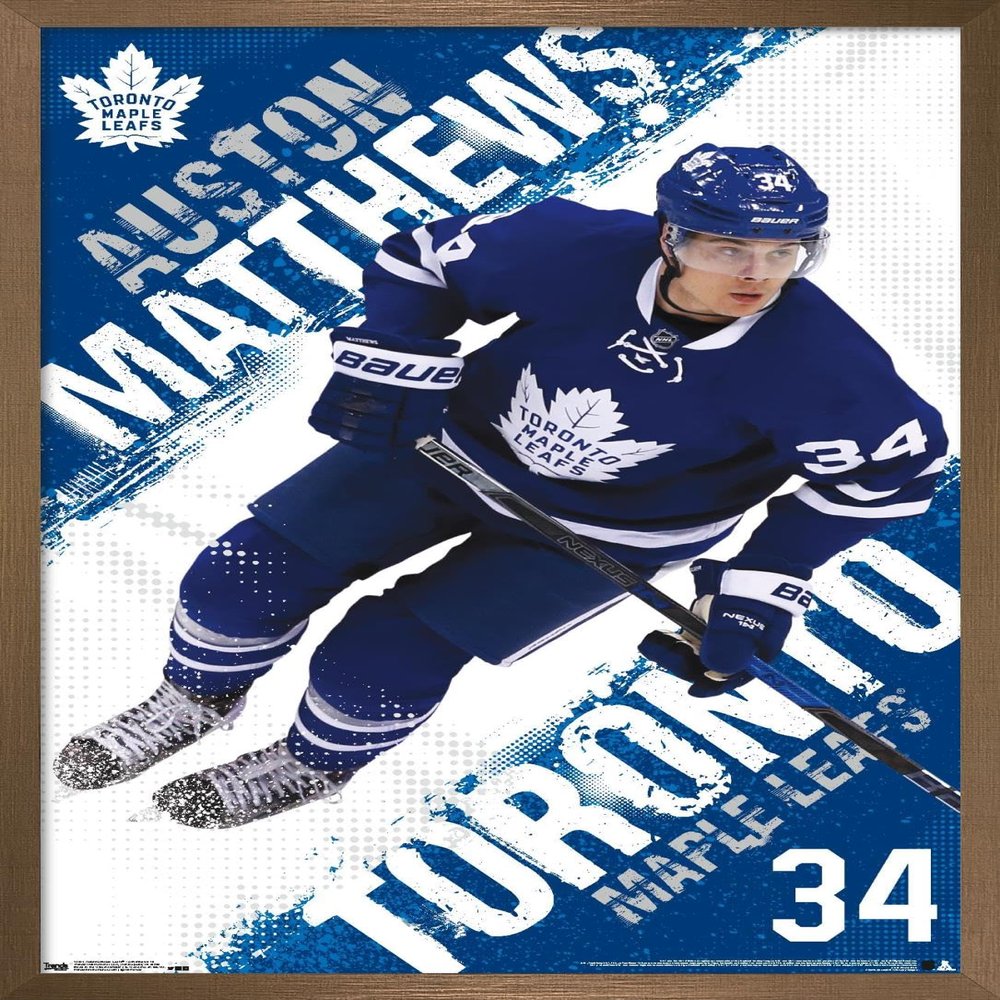 Trends International NHL Toronto Maple Leafs - Austin Matthews 16 Wall Poster, 22.375" x 34", Bronze Framed Version