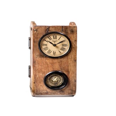 Alma Artte Wooden Wall Clock with Pendulum Made from Defunct Brick Mold