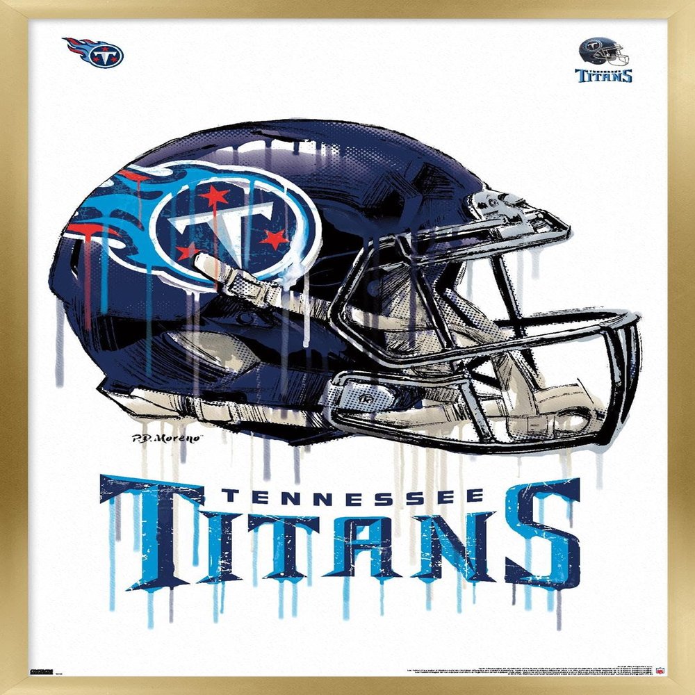 Trends International NFL Tennessee Titans - Drip Helmet 20 Wall Poster, 22.375" x 34", Gold Framed Version