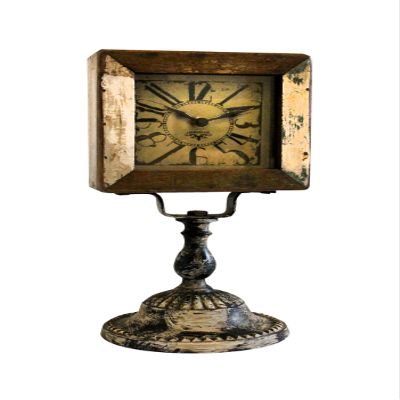 Alma Artte Hand Crafted Recycled Metal and Teak Wood Floor Clock