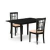 East West Furniture NONI3-BLK-C 3 Piece Modern Dining Table Set Contains a Rectangle Wooden Table with Butterfly Leaf and 2 Linen Fabric Upholstered Chairs, 32x54 Inch, Black view 1