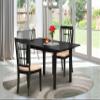 East West Furniture NONI3-BLK-C 3 Piece Modern Dining Table Set Contains a Rectangle Wooden Table with Butterfly Leaf and 2 Linen Fabric Upholstered Chairs, 32x54 Inch, Black view 2