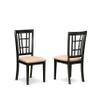 East West Furniture NONI3-BLK-C 3 Piece Modern Dining Table Set Contains a Rectangle Wooden Table with Butterfly Leaf and 2 Linen Fabric Upholstered Chairs, 32x54 Inch, Black view 4