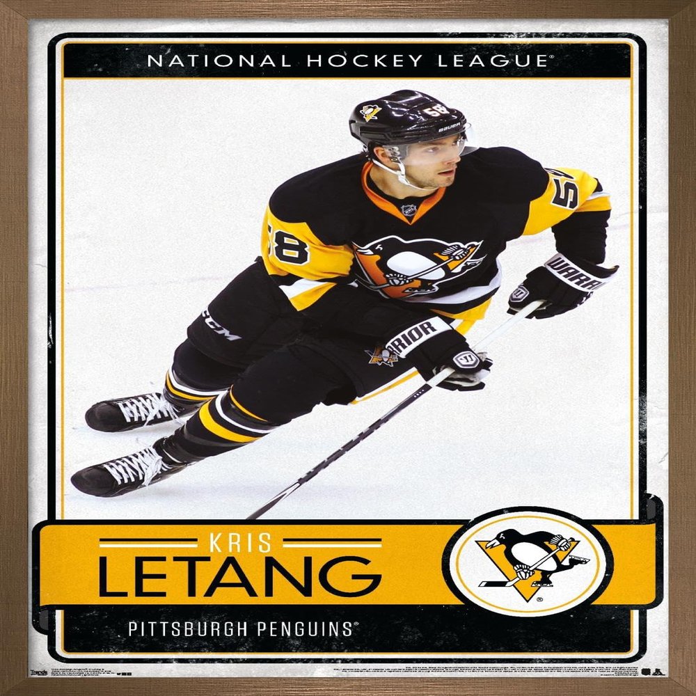 Trends International NHL Pittsburgh Penguins - Kris Letang 16 Wall Poster, 14.725" x 22.375", Bronze Framed Version