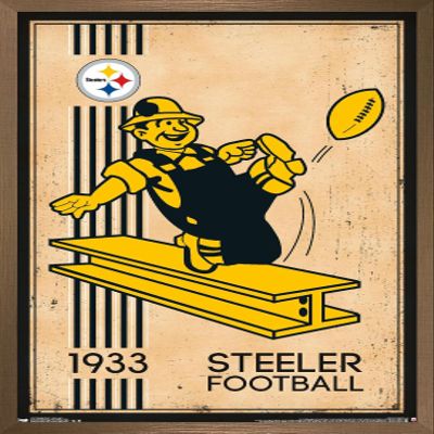 Trends International NFL Pittsburgh Steelers - Retro Logo 14 Wall Poster, 22.375" x 34", Bronze Framed Version
