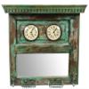 Alma Artte Dual Dial Wooden Wall Clock with Mirror, Green view 1
