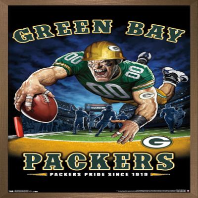 Trends International NFL Green Bay Packers - End Zone 17 Wall Poster, 22.375" x 34", Bronze Framed Version