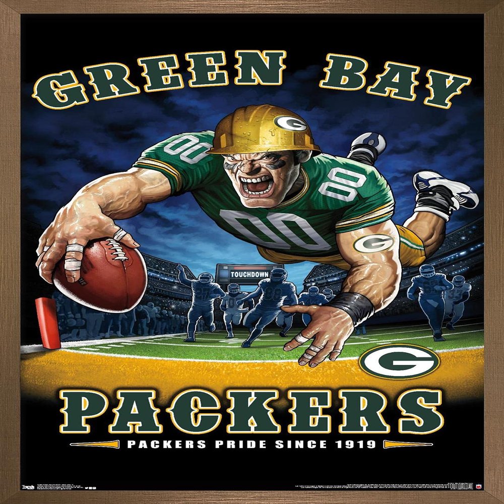 Trends International NFL Green Bay Packers - End Zone 17 Wall Poster, 22.375" x 34", Bronze Framed Version