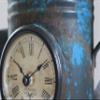 Alma Artte Hand Crafted Table Clock Made from Iron Watering Can, Blue view 3