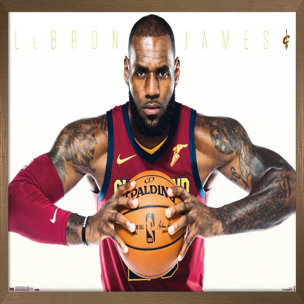 NBA Cleveland Cavaliers - Lebron James 17 Wall Poster, 22.4L" x 14.7W", Bronze Framed Version