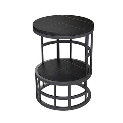 Coffee Table End Table, Side Table with Storage Shelf, Narrow Nightstand for Small Spaces, Stable and Sturdy Construction 2-Tier Slate Top 16x16x22 in