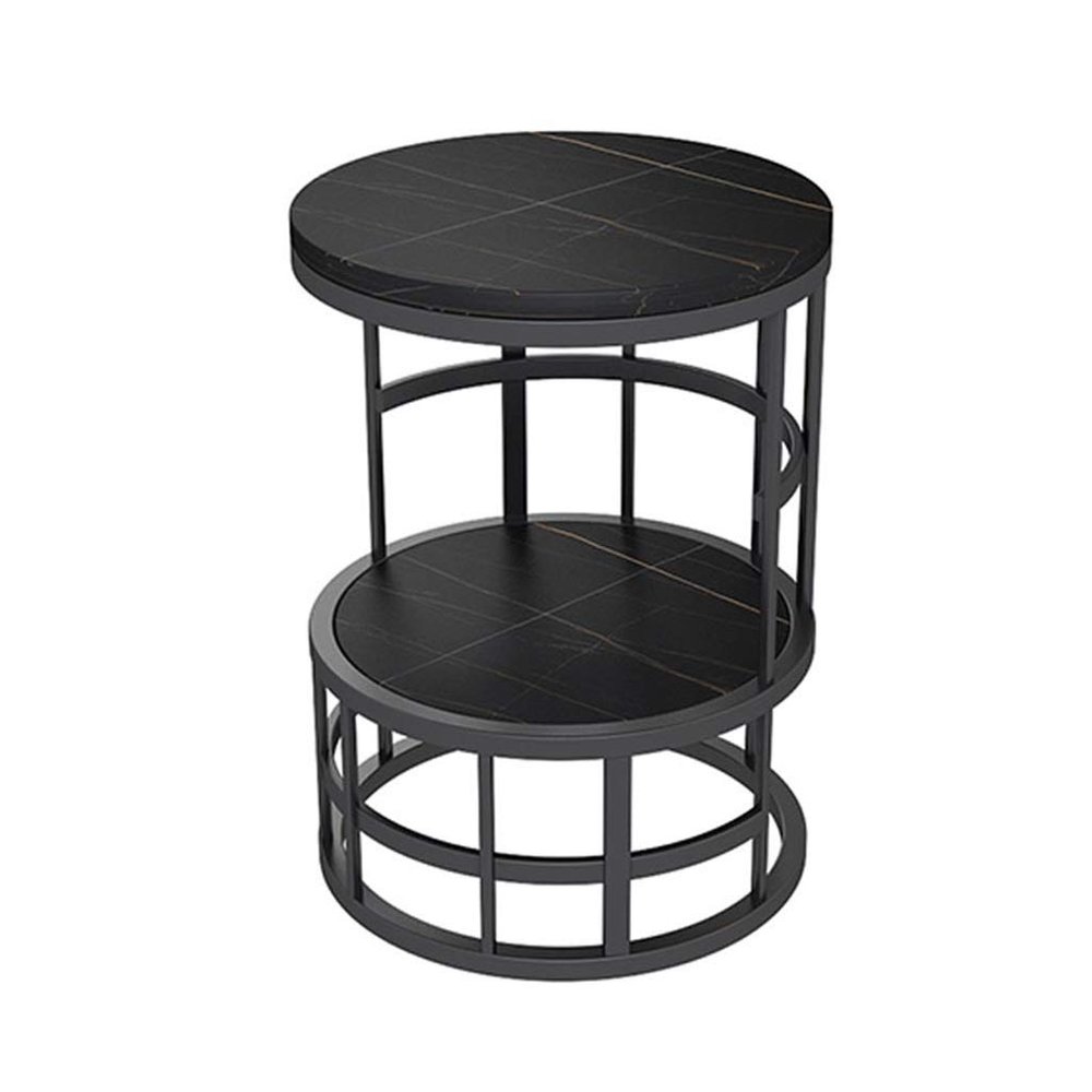 Coffee Table End Table, Side Table with Storage Shelf, Narrow Nightstand for Small Spaces, Stable and Sturdy Construction 2-Tier Slate Top 16x16x22 in