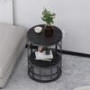 Coffee Table End Table, Side Table with Storage Shelf, Narrow Nightstand for Small Spaces, Stable and Sturdy Construction 2-Tier Slate Top 16x16x22 in view 2