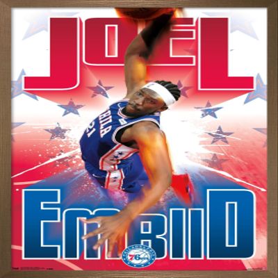 Trends International NBA Philadelphia 76ers - Joel EmbIId 17 Wall Poster, 22.4L x 14.7W, Bronze Framed Version